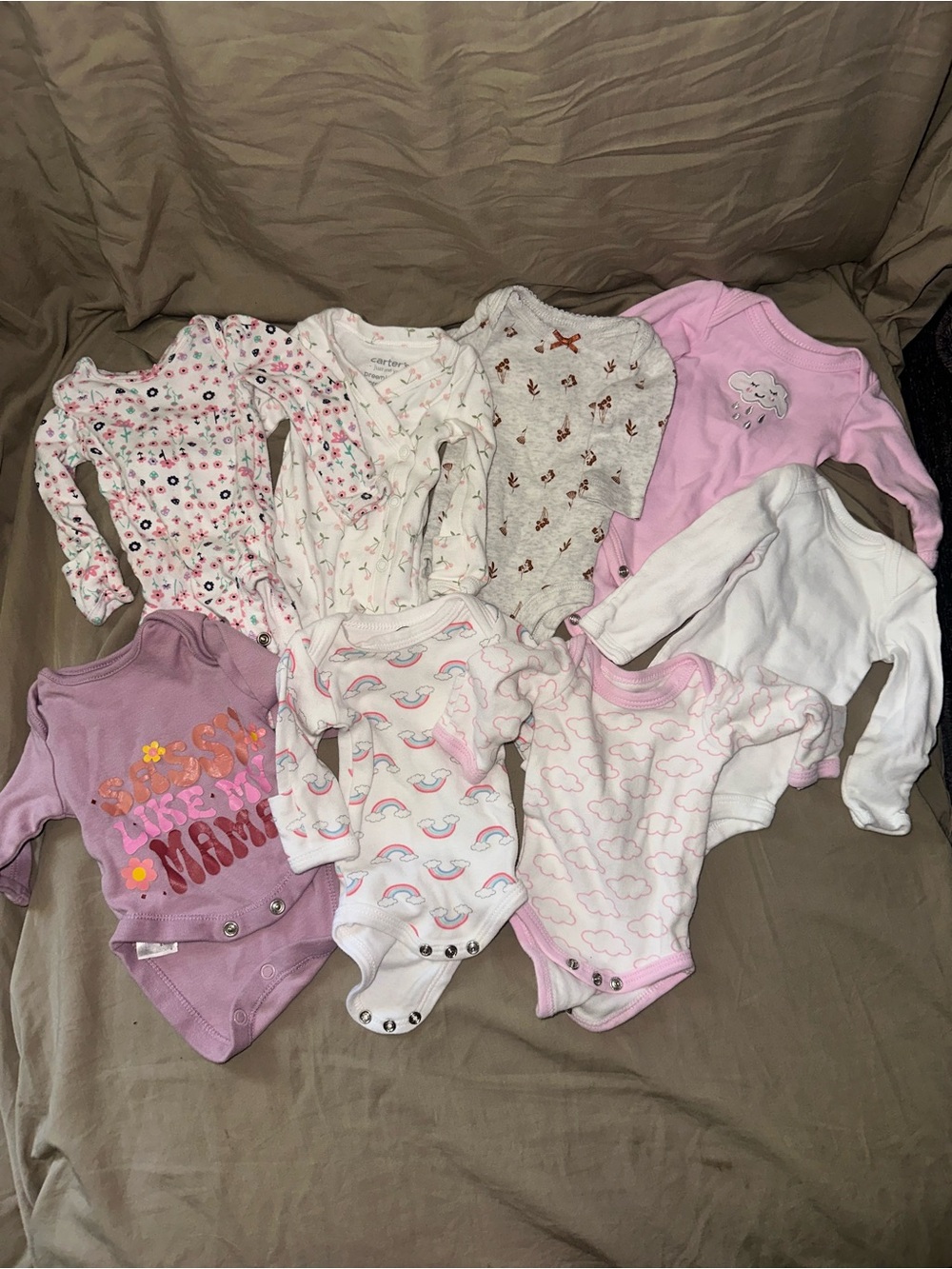 Carter's Pink and White Baby One-Piece Bodysuit Lot